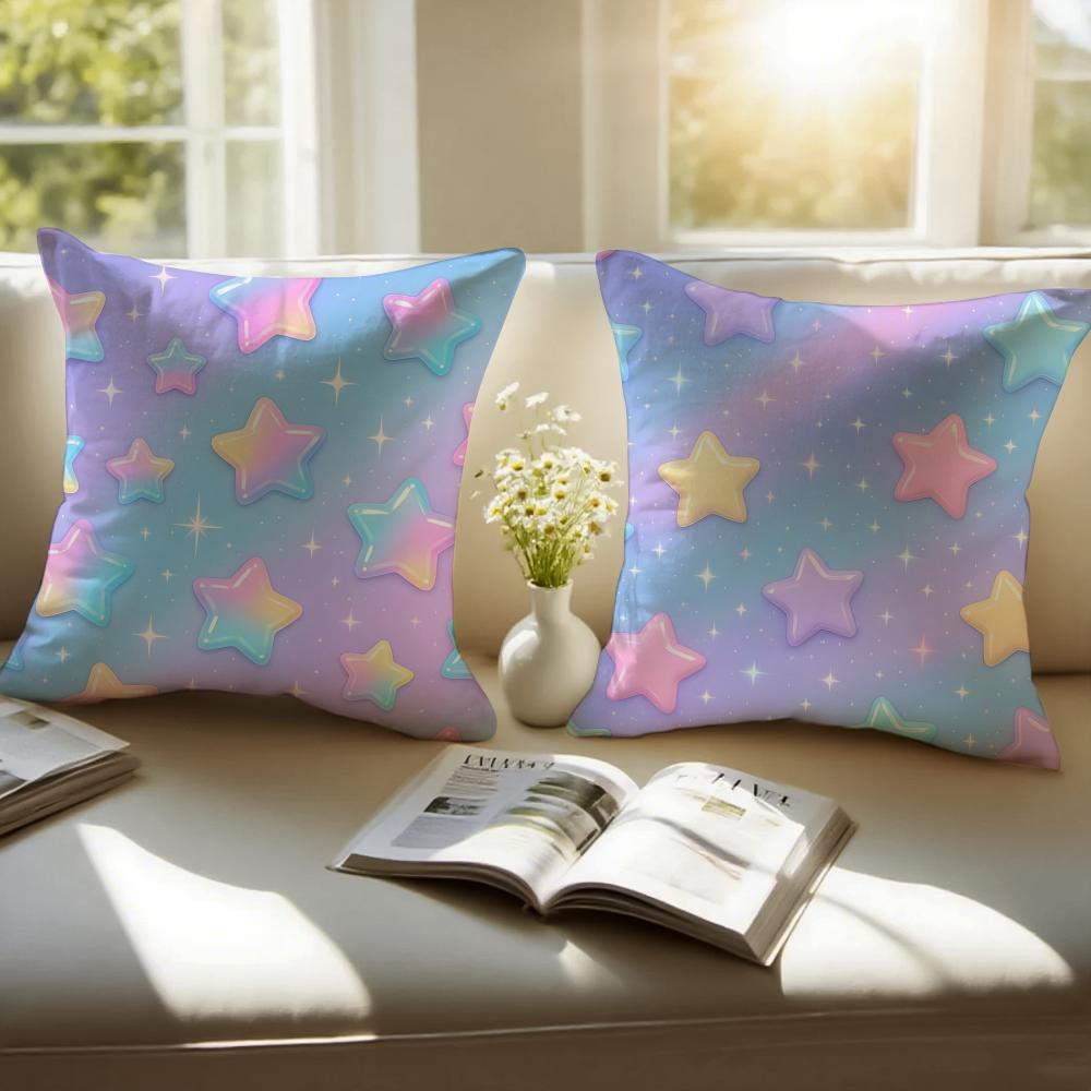 Pastel Rainbow Gradient Cushion Cover Linen Cushion Cover Soft Decorative Case For Sofa Home Decor