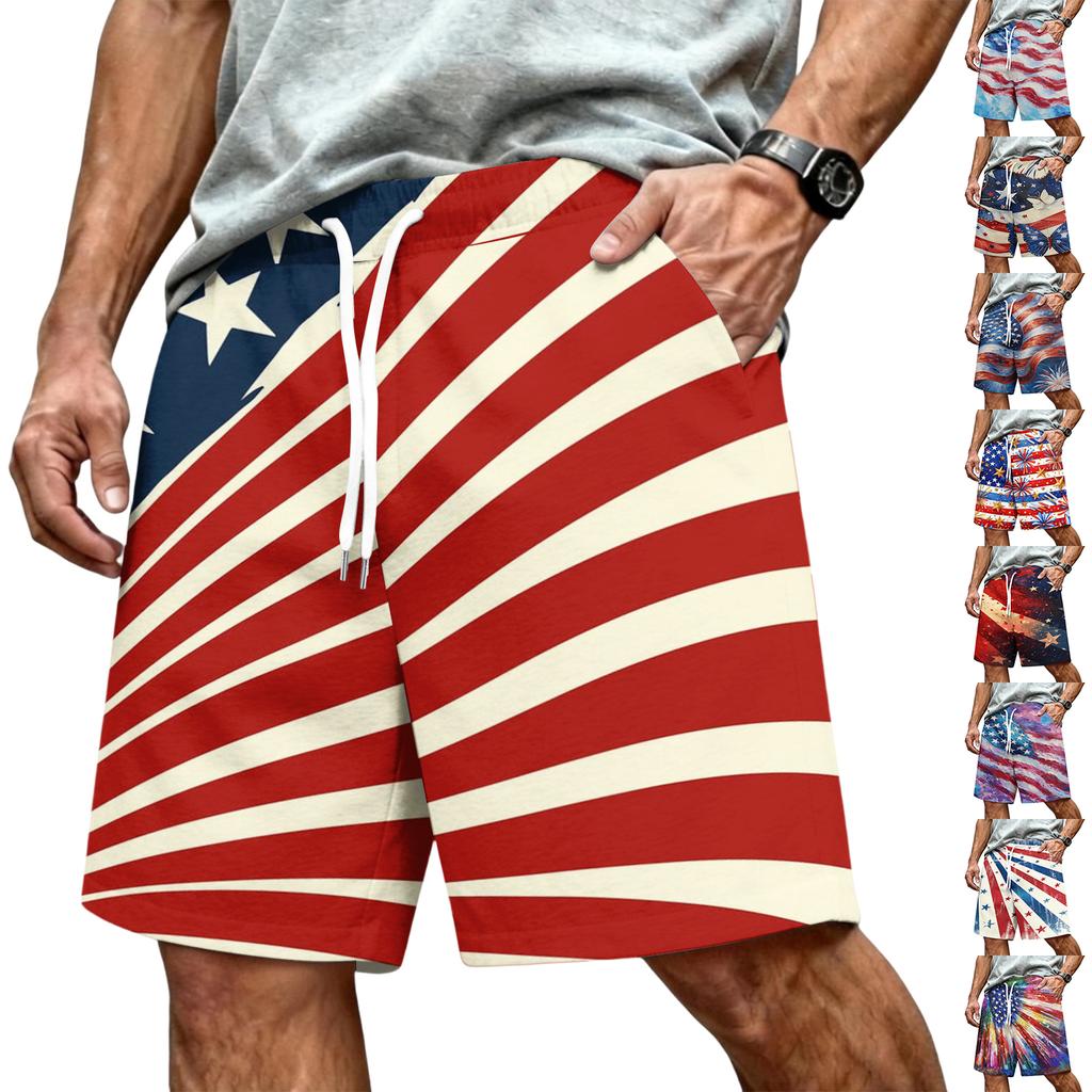 Men's Independence Day Printed Casual Drawstring Waist Shorts