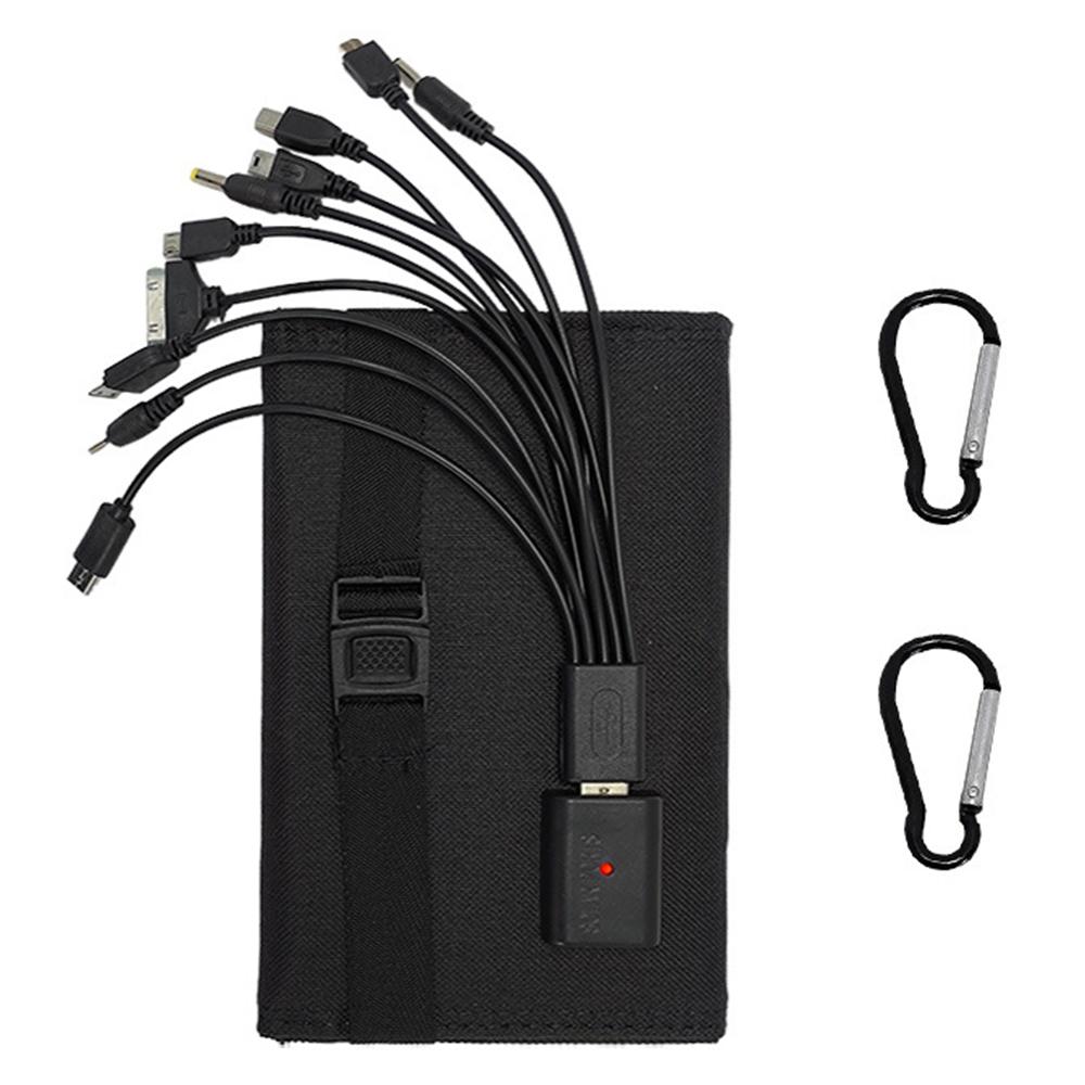 10W 5V Portable Outdoor Solar Power Supply 5 Folding Solar Panels Phone Charging Device with 10-in-1 Cable