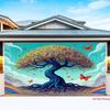 2D Dreamy Tree of Life Backdrop with Multicolor Leaves & Butterflies for Art Events