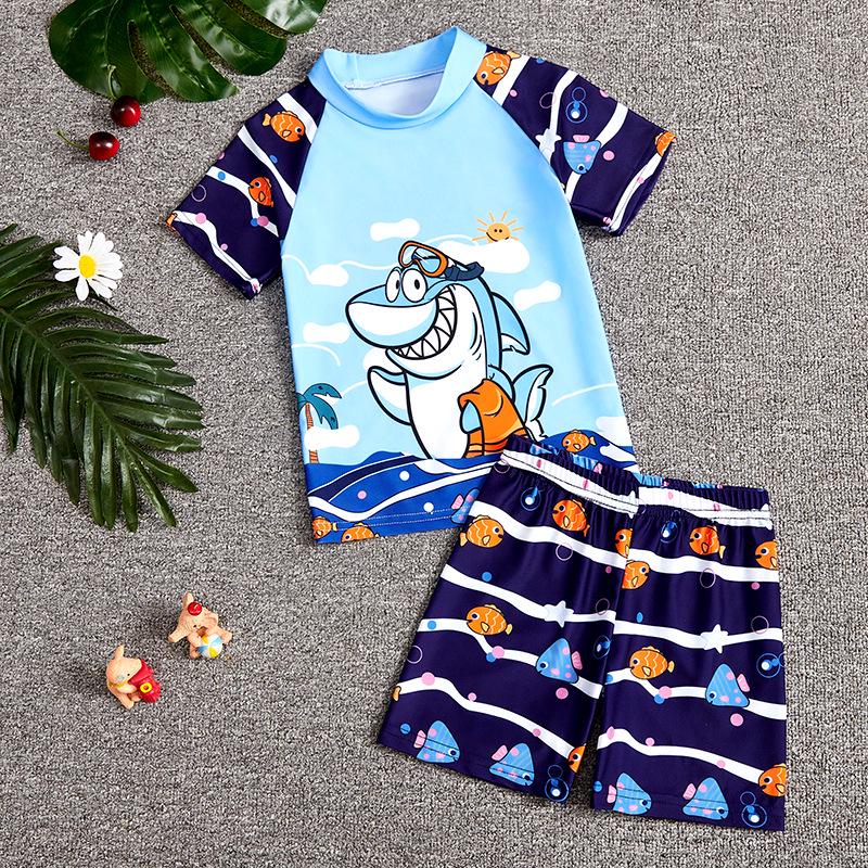 

2024 Summer Boys Cartoon Swimsuit Set with Cap & Trunks 130 cm