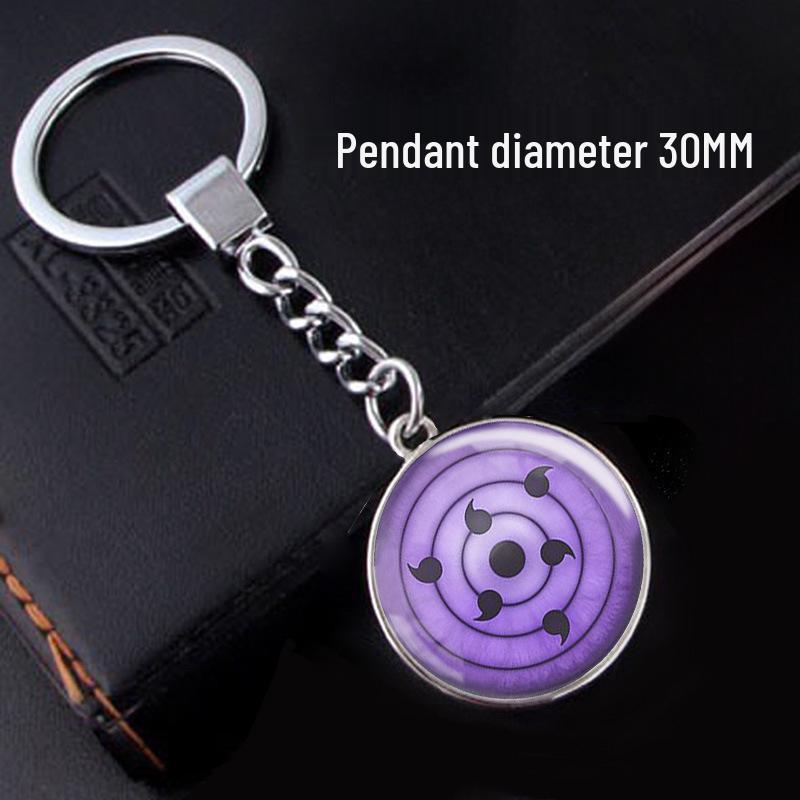 Naruto Sharingan Time Gem Silver Keychain Ornament