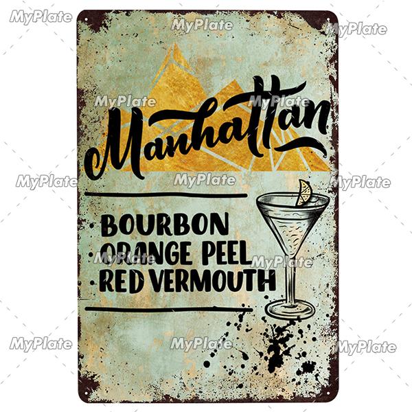 

Cocktail Recipe1 Металева вивіска Vintage Plaque Beer Tin Sign Plate Wall Decor for Bar Pub Man Cave Alcohol Poster Custom 20x30cm