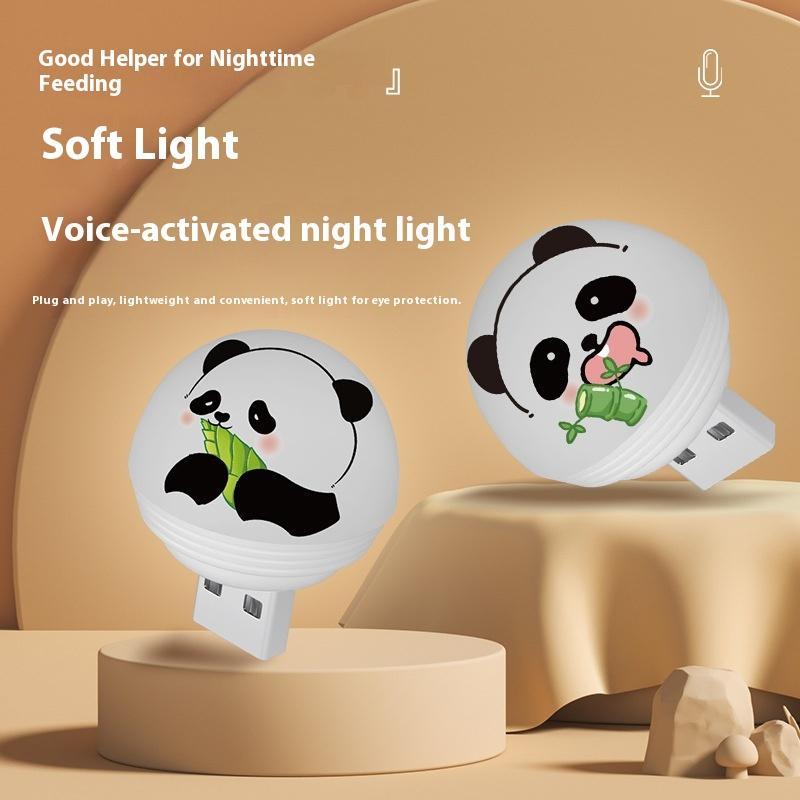 Intelligent Voice Usb Night Light Mini Voice Control Soft Lights Nights Lighter Bedroom Bathroom Creative Cute Panda Lamp