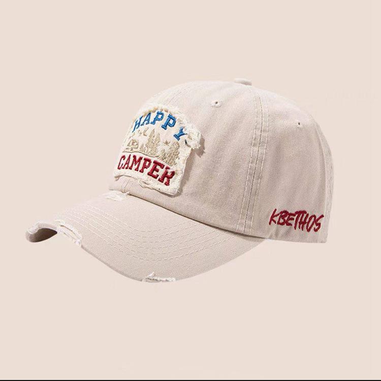 

Наклейка с отверстием, показывающая лицо, маленькая кепка женская повседневная с загнутыми полями универсальная пара большая окружность головы бежевая бейсболка Adjustable