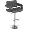 Adjustable Bar Stool. Extra Large Swivel PU Leather Seat. Gray