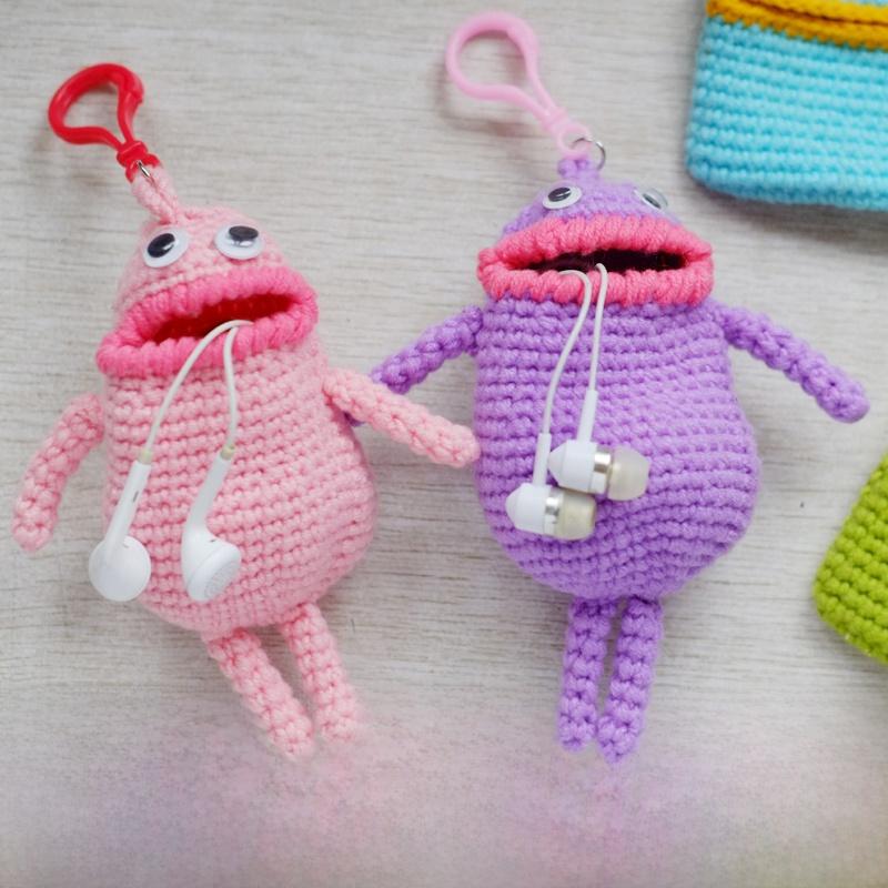 Creative Handmade DIY Crochet Yarn Materials Bag Sausage Mouth Earphone Storage Bag Video Guide Home Fabric Sewing Kit