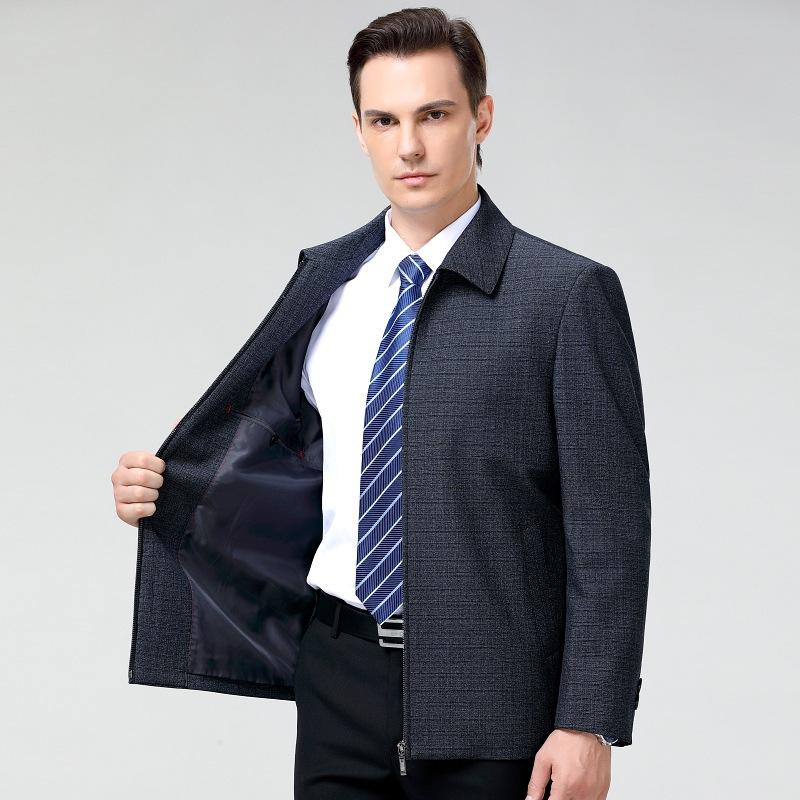 Herbst- und Winterwolljacke Herren Business Casual Reverswolljacke Mittleren Alters Papa tragen bügelfreies geknöpftes Oberteil
