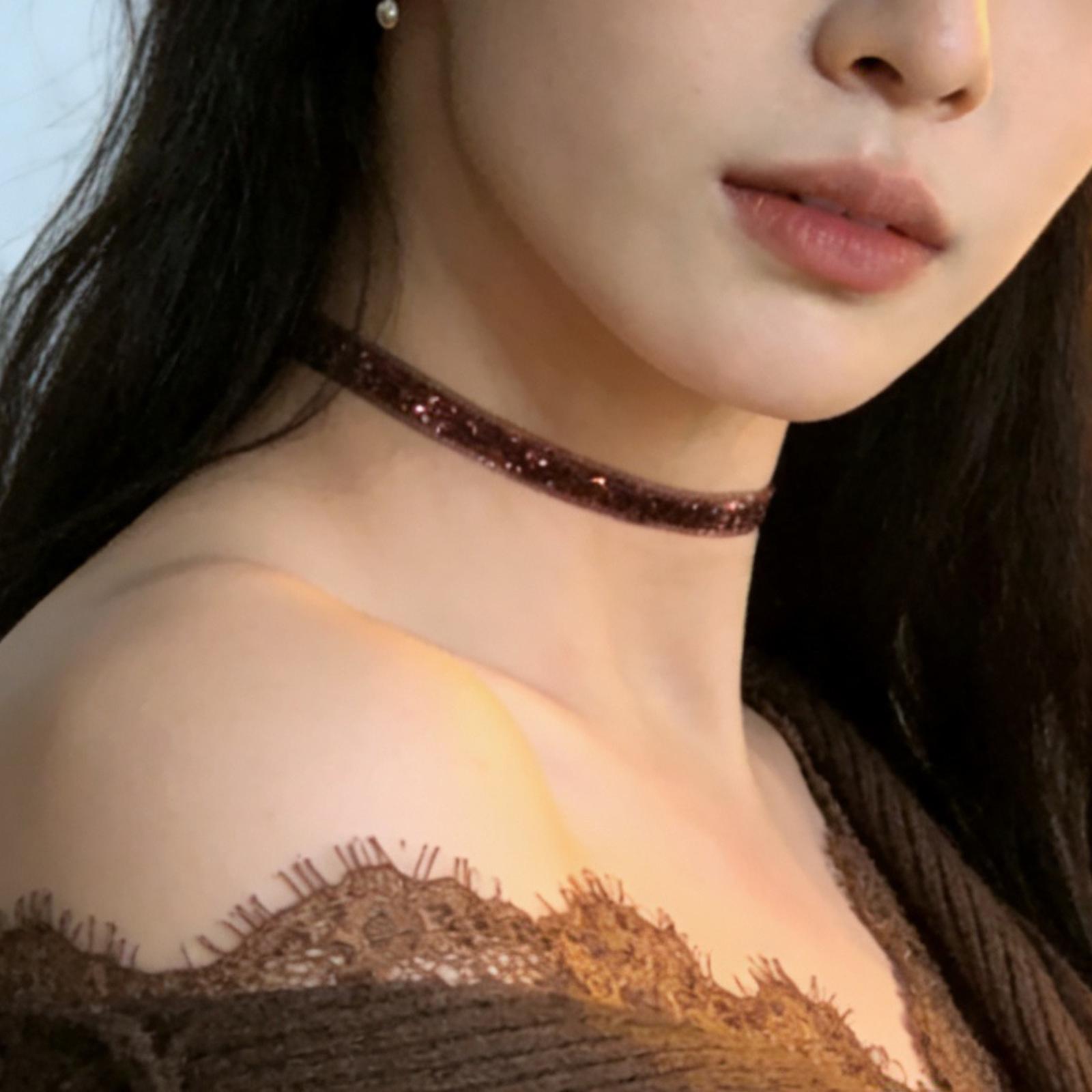 Ретро Глубокий Коричневый Хрустальный Ожерелье-Чокер на Ключицы