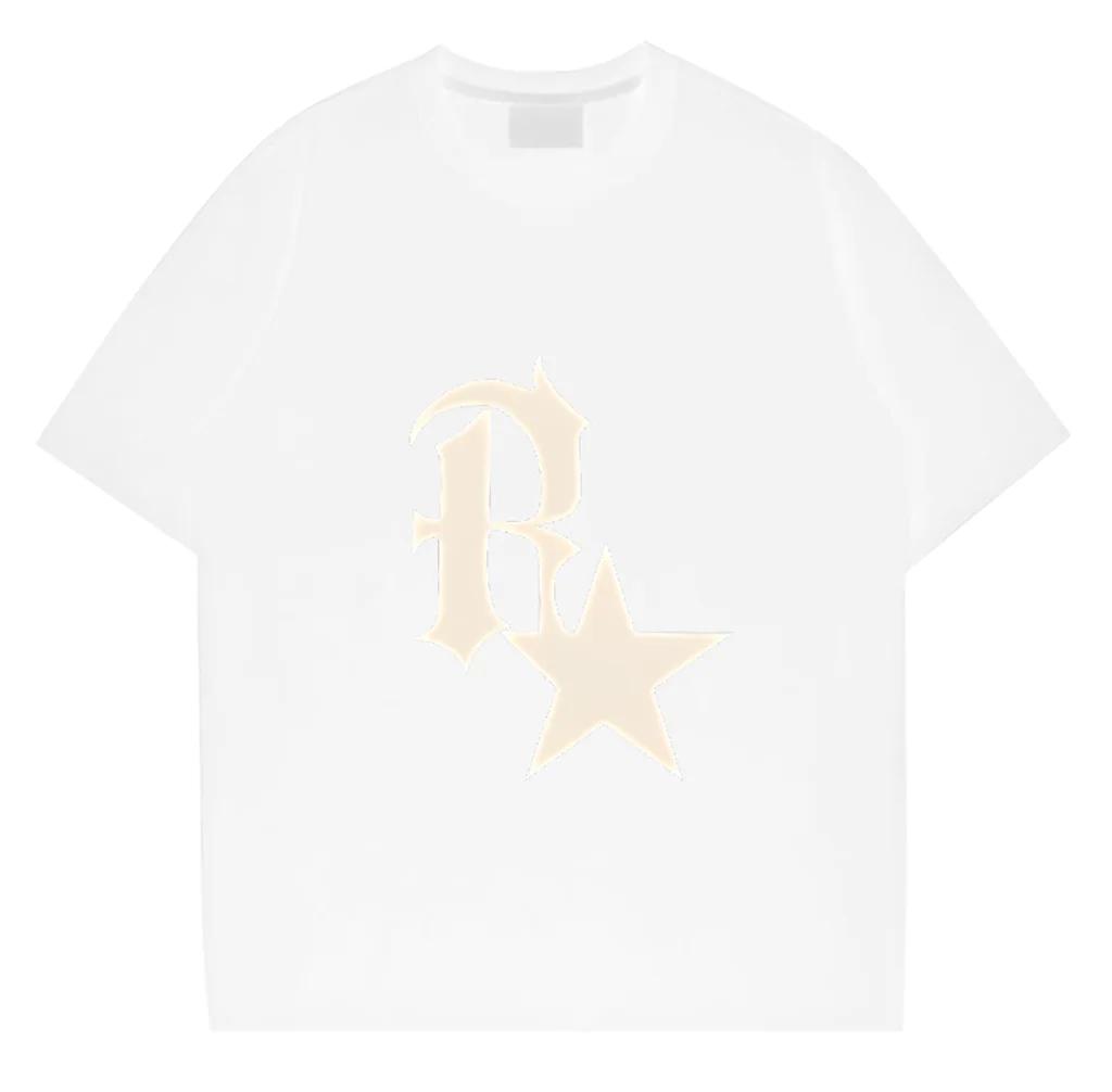 R Star Men Gothic Letter Printed T-Shirt Hip Hop Streetwear Punk Summer Vintage Washed Oversized T Shirts Tops men clothing