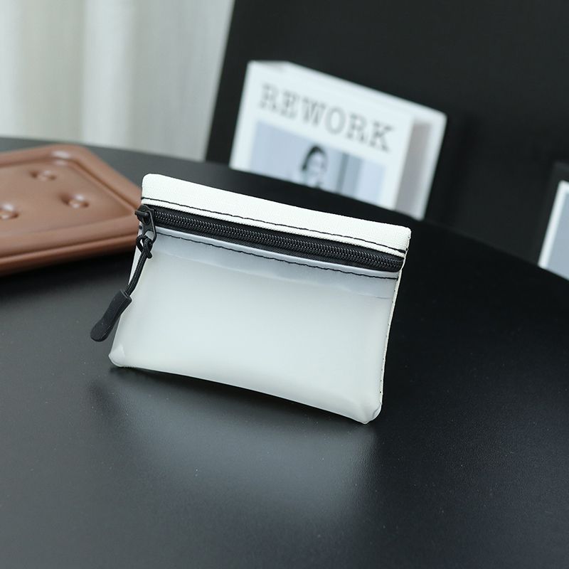 

Минималистичный холщовый мини-кошелек на молнии для студентов White-Transparent