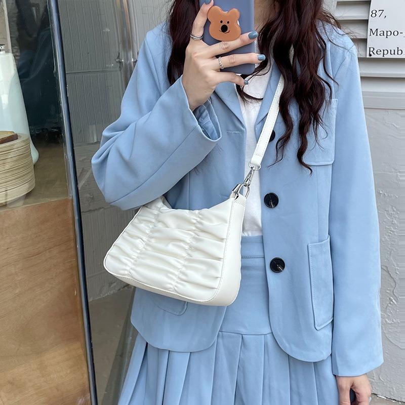 Retro pleated underarm bag women's spring and summer new versatile niche texture shoulder messenger bag