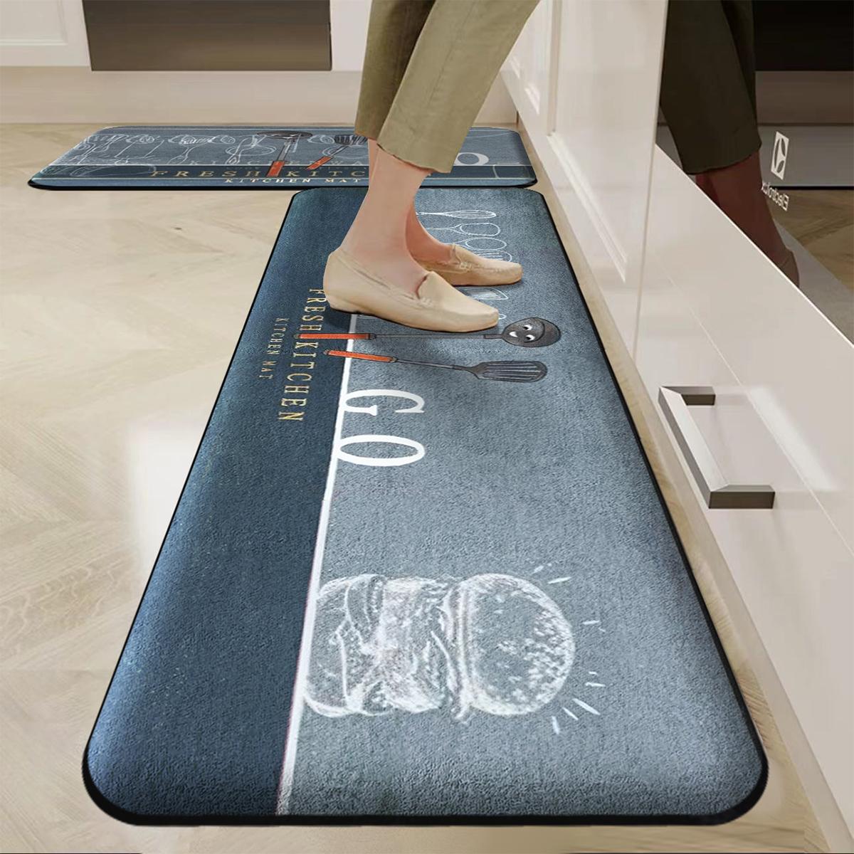 

Фланелевый длинный пушистый простой кухонный коврик, впитывающий воду и масло, нескользящий напольный коврик для ванной комнаты, мягкий грязеотталкивающий коврик 450MMx800MM