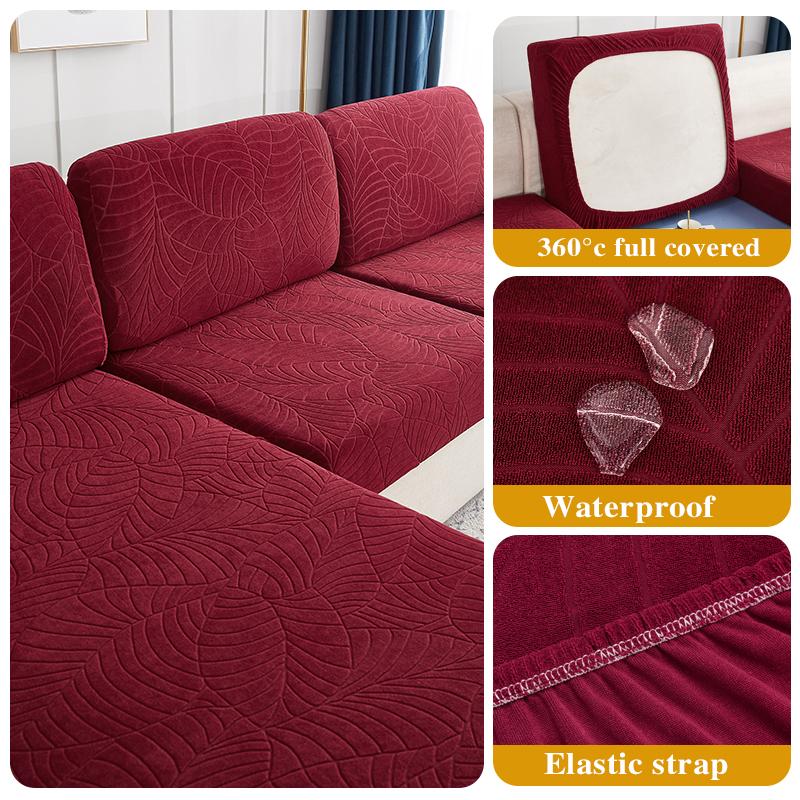 Water Resistant Seat Cushion Cover Elastic Grey Sofa Cover Furniture Protector For Pets Kids Removable