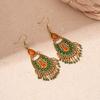 Oleoresin Water Drop Rice Beads Tassel Ear Hook Earrings Ethnic Style