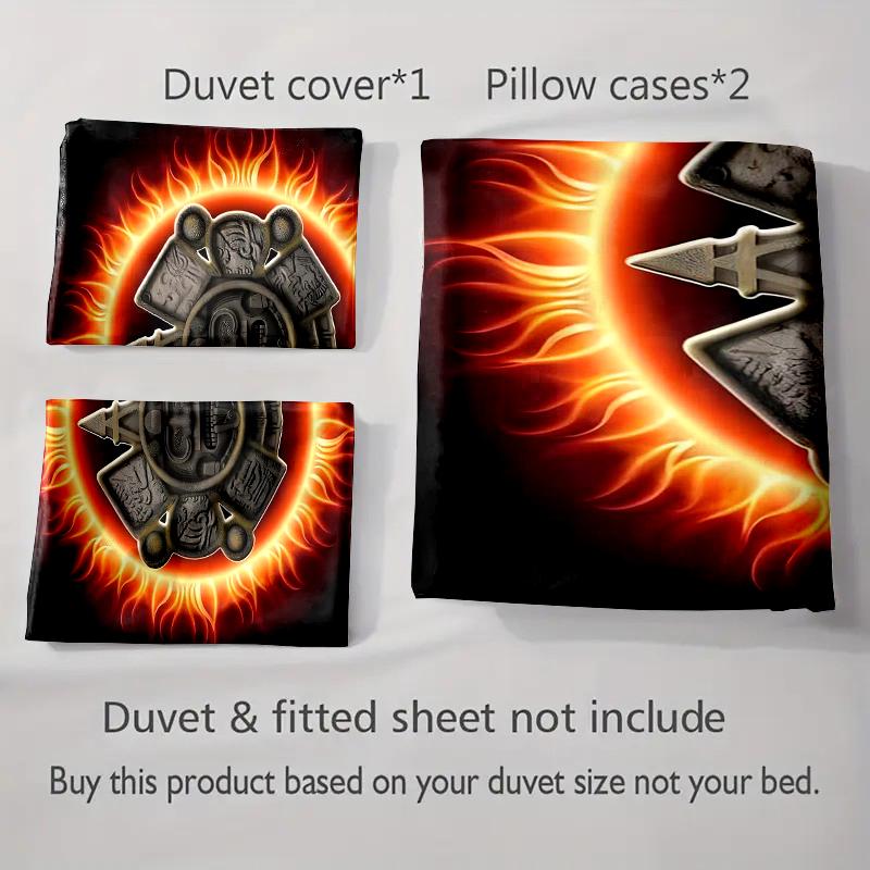 Fiery Tribal Emblem Bedding Duvet Cover Sets Duvet Covers Pillowcases Gifts (1 * Duvet Cover 2 * Pillowcases, Without Duvet Insert)