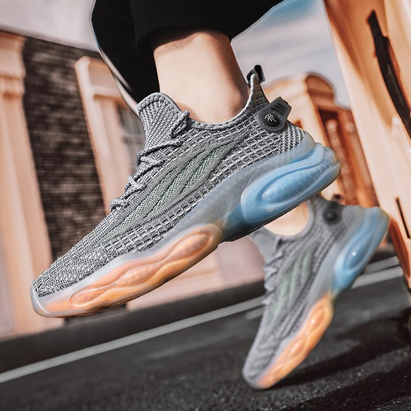 Men Sports Running Black Jogging Shoes Casual Sneakers Outdoor Breathable Mesh Anti Slip Light Shock-absorption Sneakers Men