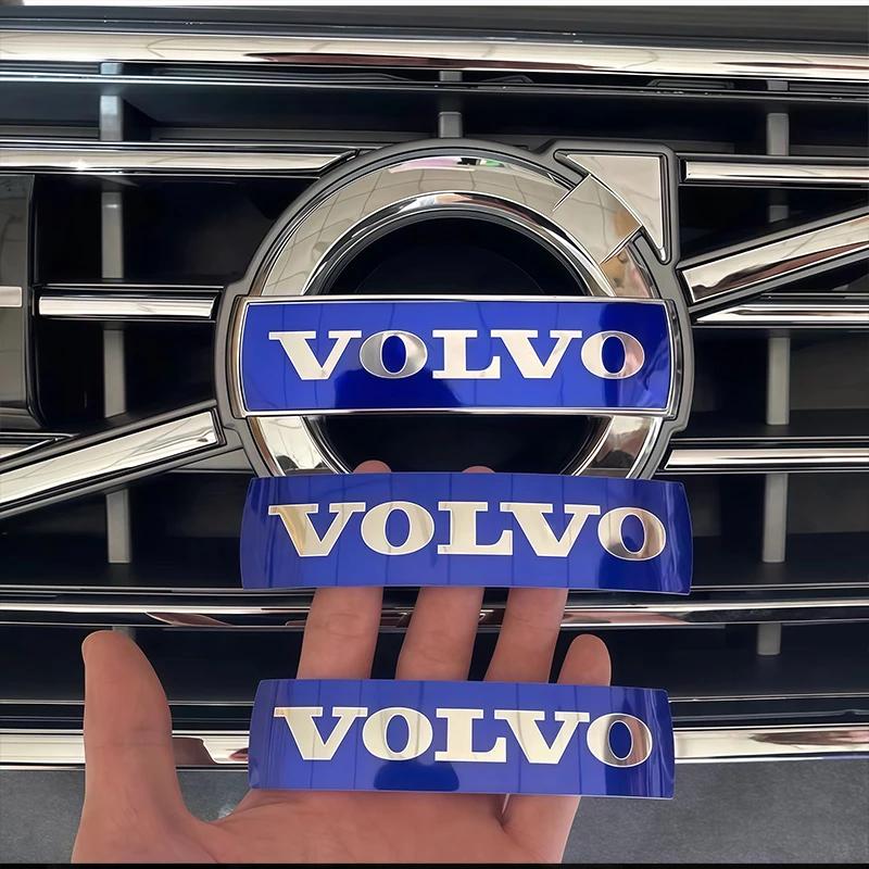 3D Car Grille Badge Sticker Front Grille Blue Black Letter Emblem Decals Decoration For Volvo XC60 XC90 S60 S80 V60 C70 S40 C30