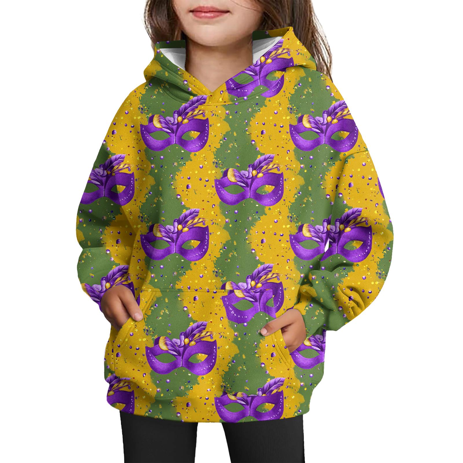 

Girls Hooded Tie- Sweatshirt - Pullover Print Top Carnival Day 110