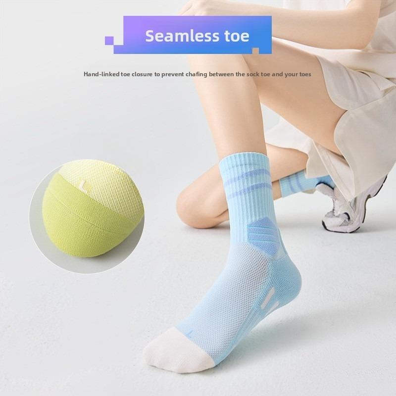 Badminton Socks, Women's Tennis Socks, Running Sports Socks, Ladies' Style, Towel Bottom, Anti-slip Mid-calf Socks