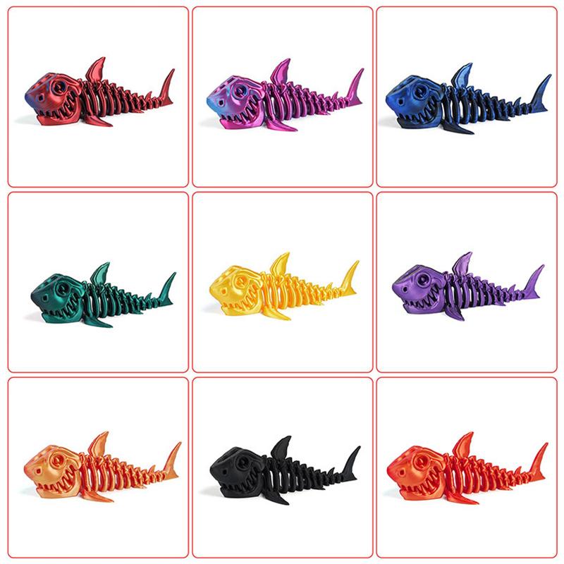 3D Printed Shark, Skeleton Model Jointed Full Movable Birthday Gift Realistic Animals Decorative Desktop