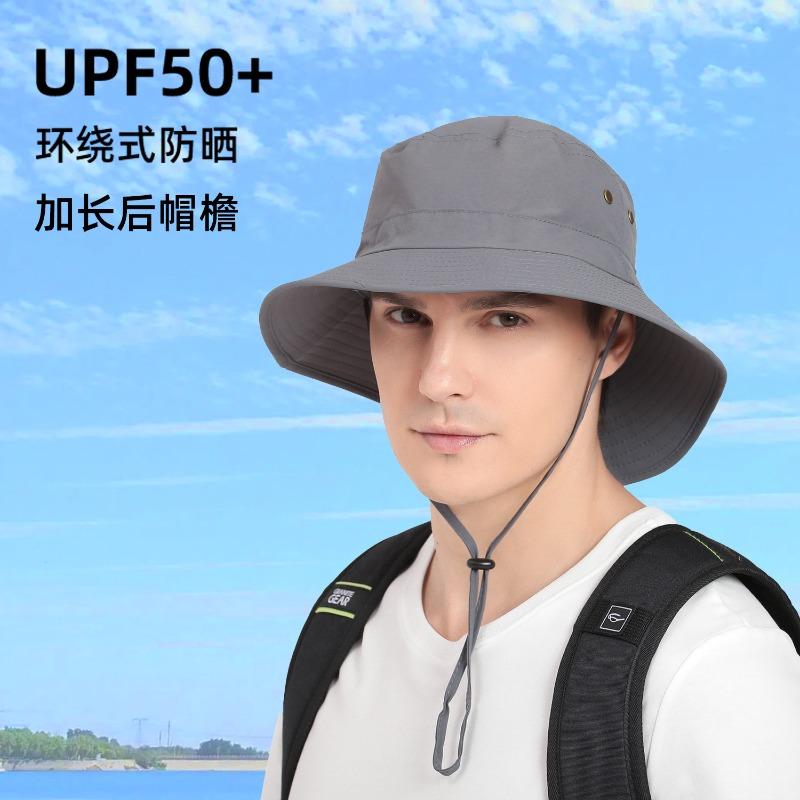 Spring and summer outdoor leisure sun protection bucket hat extended brim hat camping fishing sun hat
