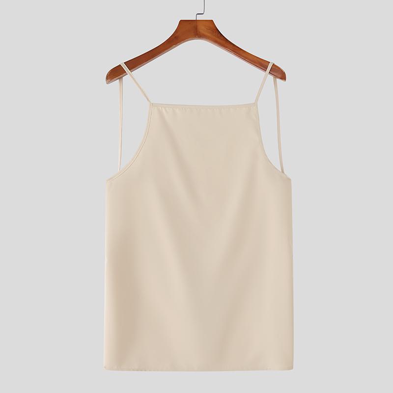 

INCERUN Men Strap Sleeveless Backless Lace-up Tank Tops Undershirts M
