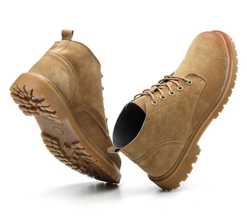 Men's Steel Toe Cap Lightweight Breathable Safety Work Shoes - Anti-Smash, Anti-Puncture, Non-Slip, Wear-Resistant Cowhide.