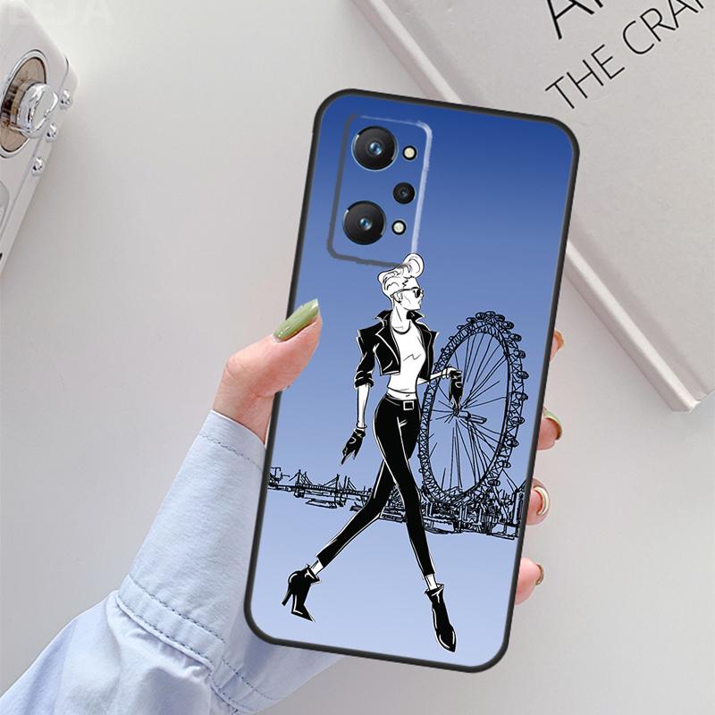 Fashion Girl For Realme 11 10 12 13 14 Pro Plus GT 5 6 6T GT7 Pro C67 C61 C53 C51 C21Y C25S C55 C75 Case