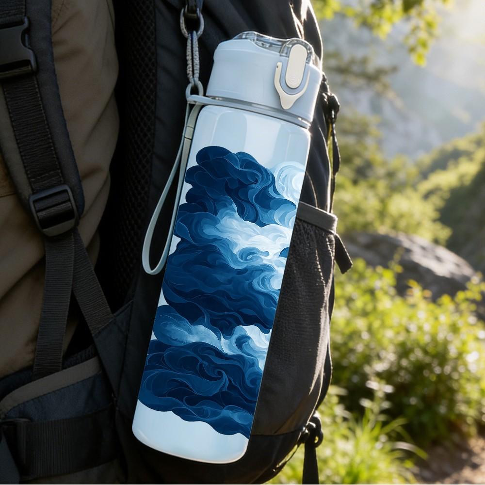 1PC Dark Swirling Cloud Sky Art Print 750ml Color Plastic Sports Water Bottle Leakproof Flip Straw Lid Suitable for Sports Office Home Use