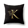 Polyester Pillowcase Car Decoration Black Gold Flower Pillowcase 26 English Letters Home Cushion Cover