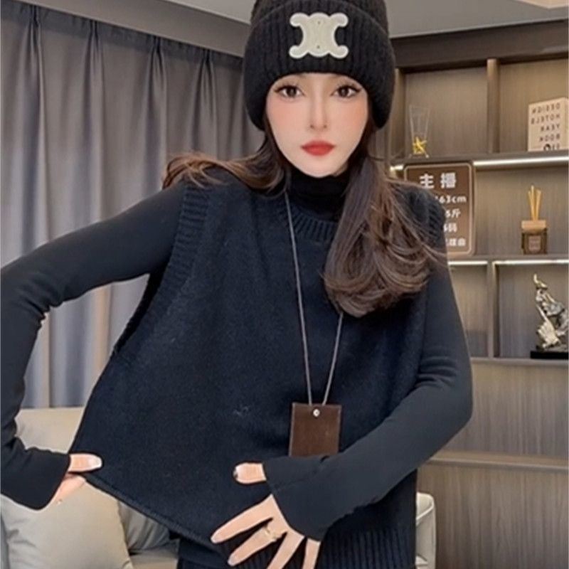 Europäisches Design unregelmäßiger kurzer Strickweste Damen Herbst Winter neue Mode lockerer vielseitiger Pullover