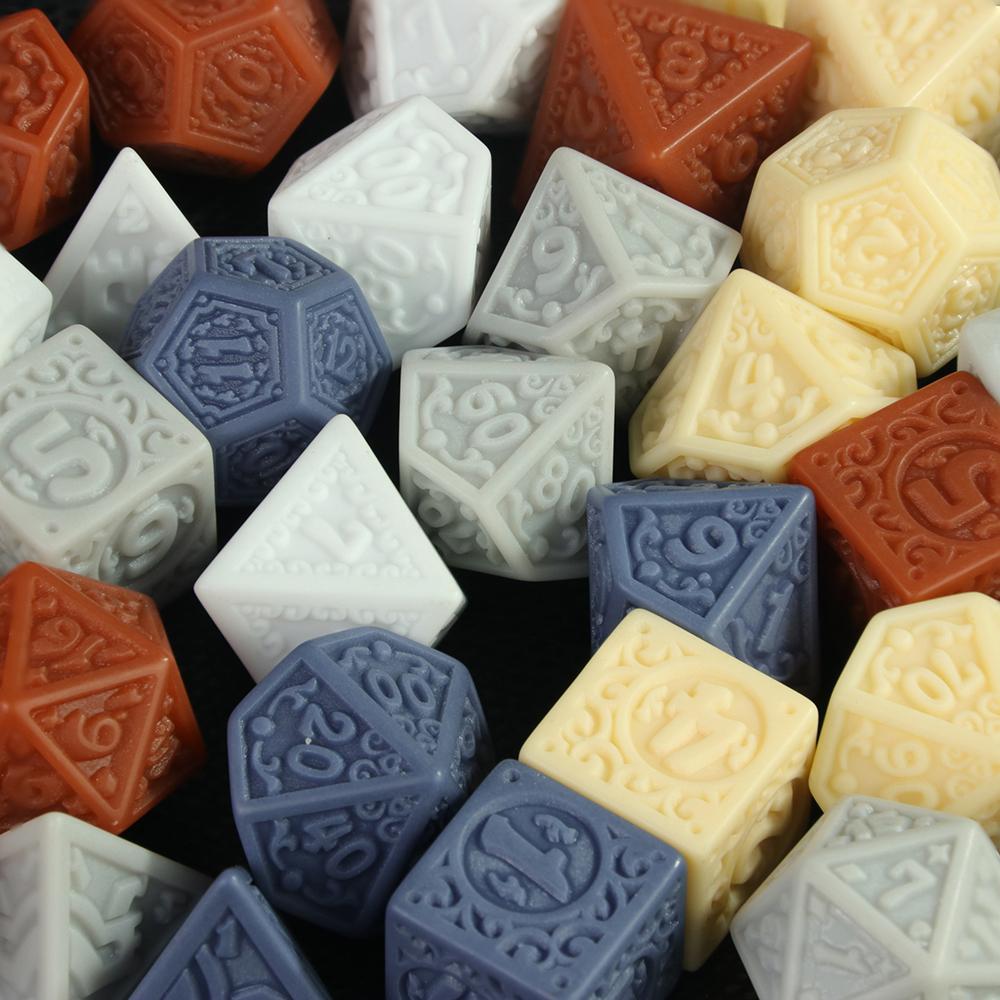 7pcs Polyhedral Dice Set with Tube Textures Pattern Dice Roll Playing Game for Entertainment/Party Game/Education/Gift