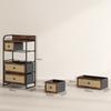 Bedroom Chest of Drawers with 5 Drawers with Rattan Fronts and Steel Frame 58x29x99 Cm Rustic Brown