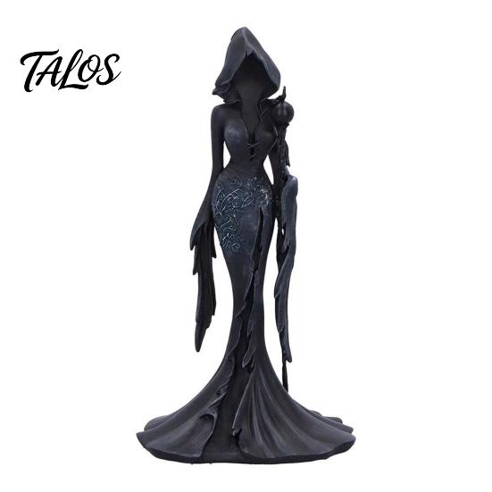 Niche Art Collectibles Gothic Faceless Witch Reaper Resin Statue, Vintage Black Robed Grim Figurine, Matte Spooky Interior Ornament Dark Desktop