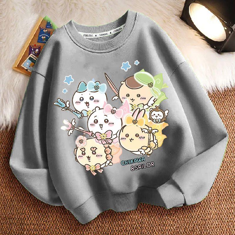 Kindermode Chiikaw Hoodies für Frühling und Herbst, Lässige Oberteile für Jungen und Mädchen
