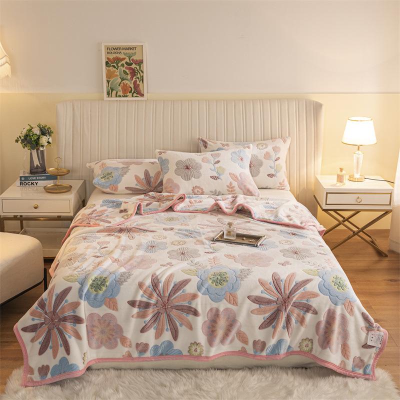Plush Snow Fleece Blanket Summer Bedspread Flannel Throw Single Person Nap Blanket Sofa Air Conditioner Coverlet Bedding