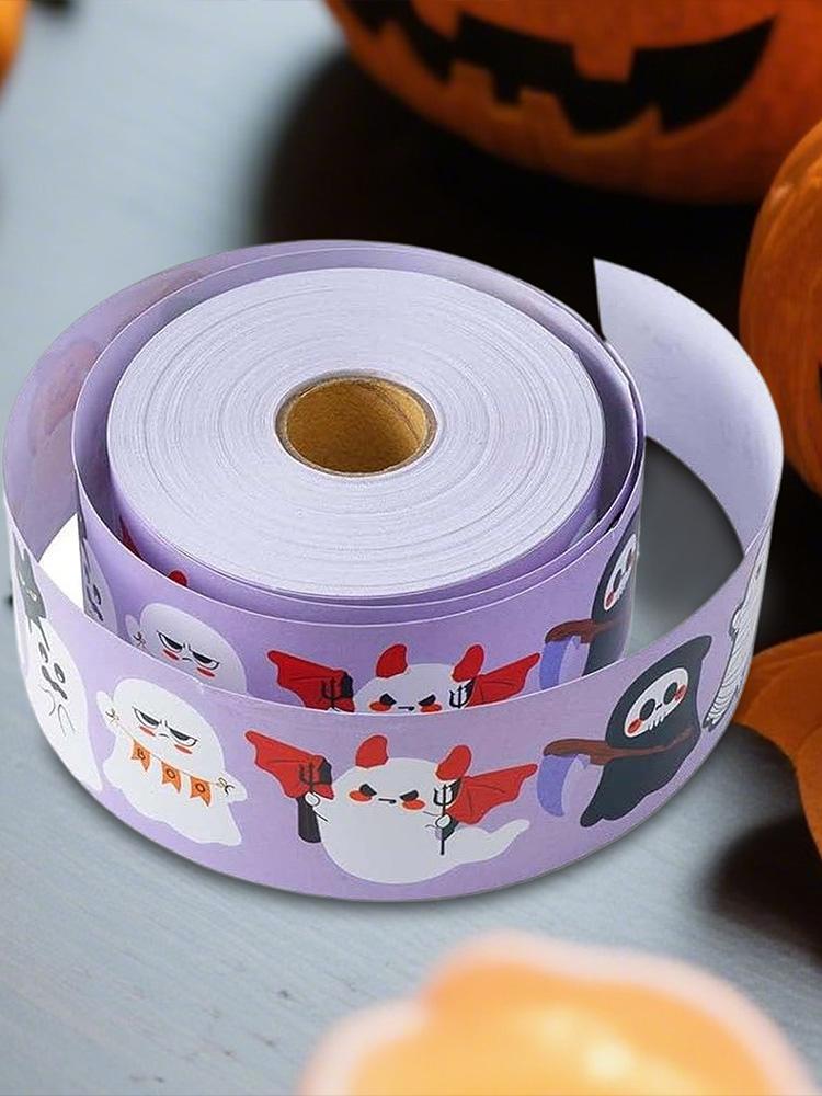 Halloween Sticker Roll Halloween Ghost Stickers Roll Scary Halloween Sticker Set 500 Pcs Holiday Ghost Water Bottle Decal