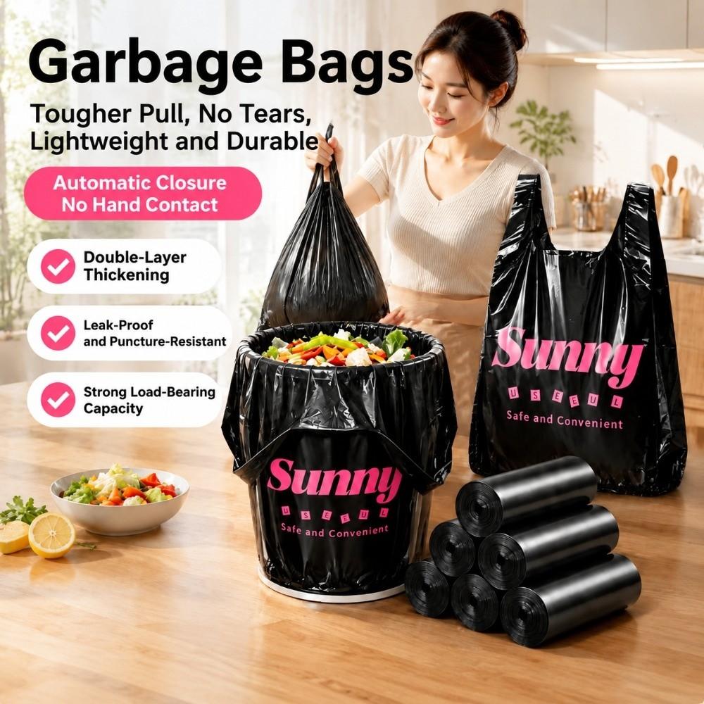 50Pcs Leakproof Trash Bags Printed Rubbish Bin Liners Practical Plastic Bags Dormitory