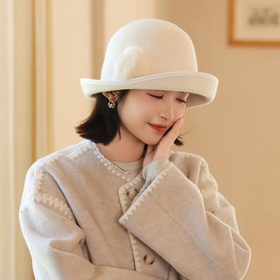 Autumn and Winter New Wool Bucket Hat Retro Basin Hat Muse Elegant Celebrity Temperament Gift Hat