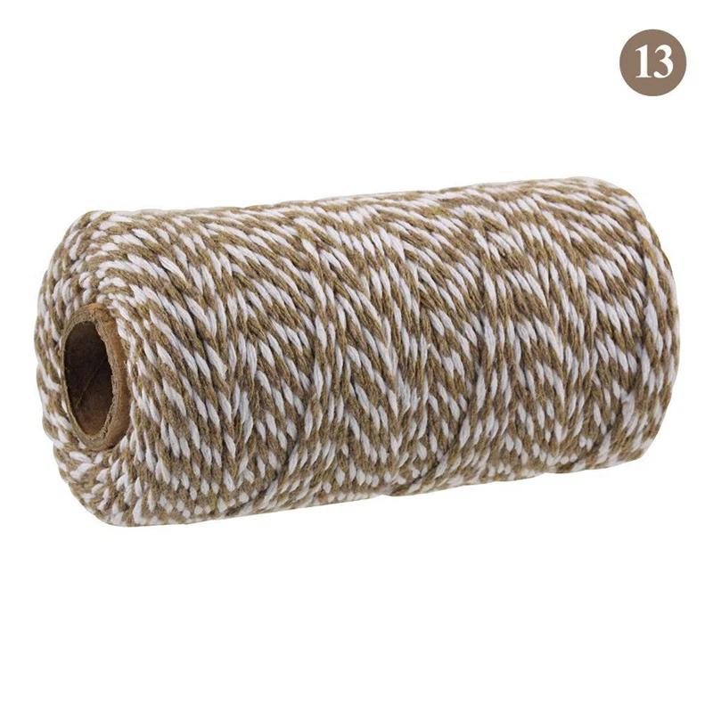 100Meter/Roll Two Colors Cotton Cord Baker Twine Colorful Cotton Crafts Twine Macrame Cord String Bandage Label Rope
