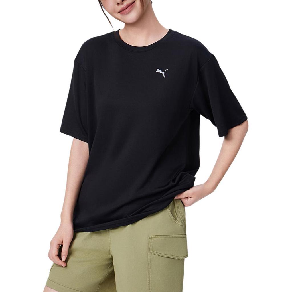 Puma Training Relaxed Moisture-Wicking Sports Short Sleeve T-Shirt Women Tops Black 689514-01