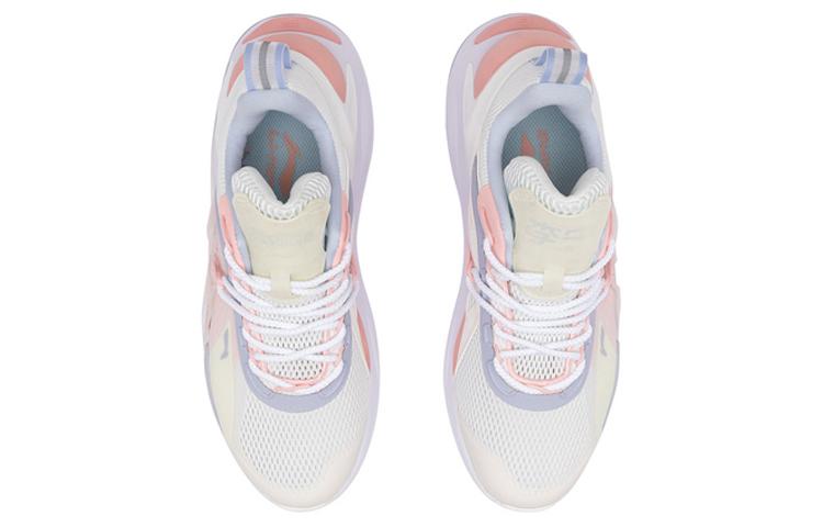 Li Ning Fire Cushioning Slip Resistant Abrasion Resistant Low top Sports Casual Shoes Women's White Pink AGLQ058-2