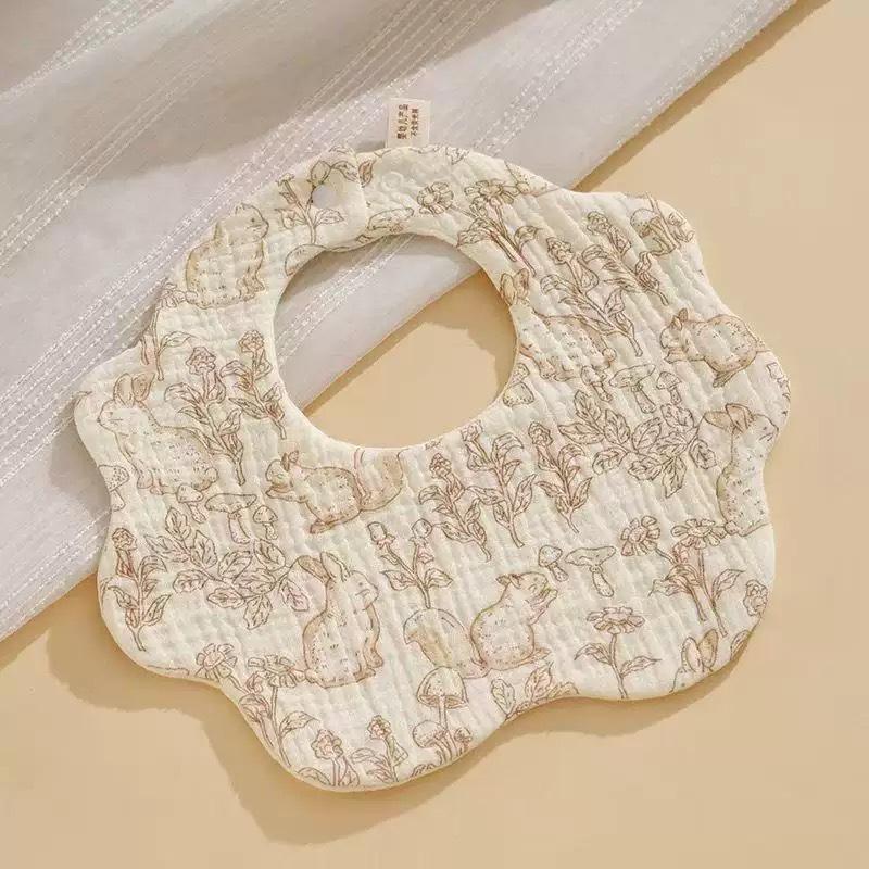 Class A Pure Cotton Petal Bib 360 Degree Rotating Breathable Absorbent Newborn Saliva Towel Baby Bib