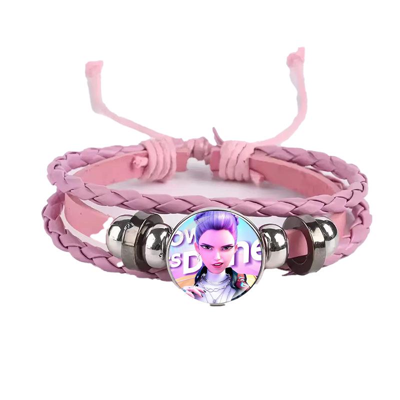 Cross-border Fashion Demon Hunter Bracelet: Time Gem Bangle for Men and Women, Couple's Leather Woven Black Hand Rope