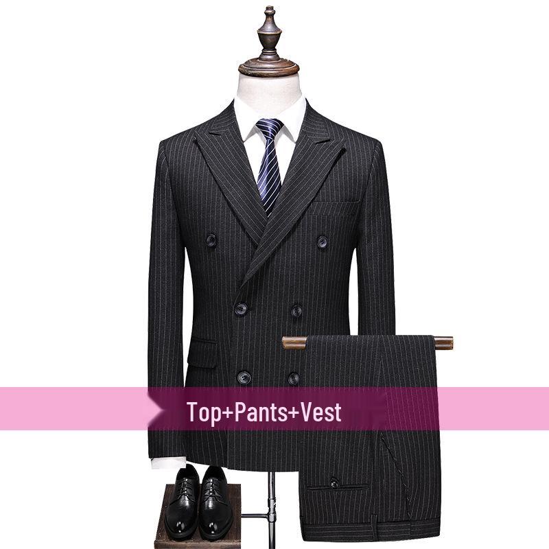 Korean Style Slim Fit Striped Men's Suit Set - Casual Blazer Jacket for Weddings and Professional Wear