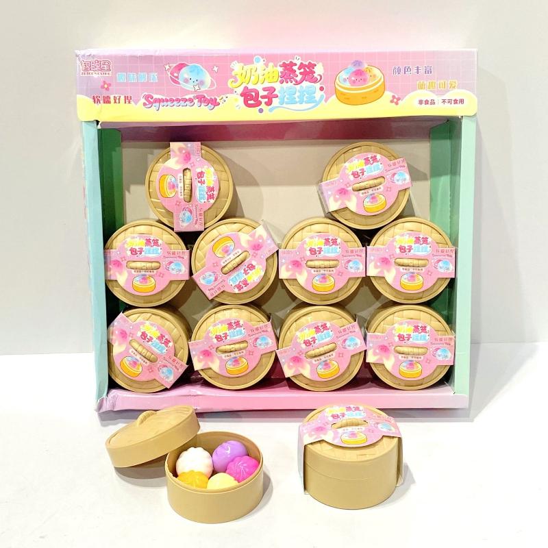 Mini Dumplings With Steamer Bun Squeezable Toys Set Soft Stress Relief Slow Rebound Sensory Toy Party Favors Gift ONESIZE