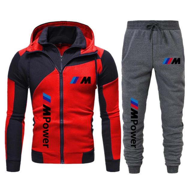 Buy New Pieces Sets Tracksuit Bmw Power Print Men Hooded