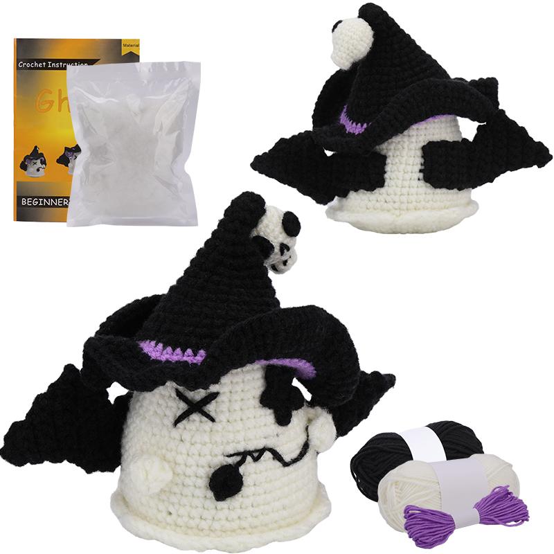 Halloween Crochet Kit for Beginners Crochet Starters Kit Adult Complete Craft Knitting Kit with Crochet Hooks Yarns for DIY Gift