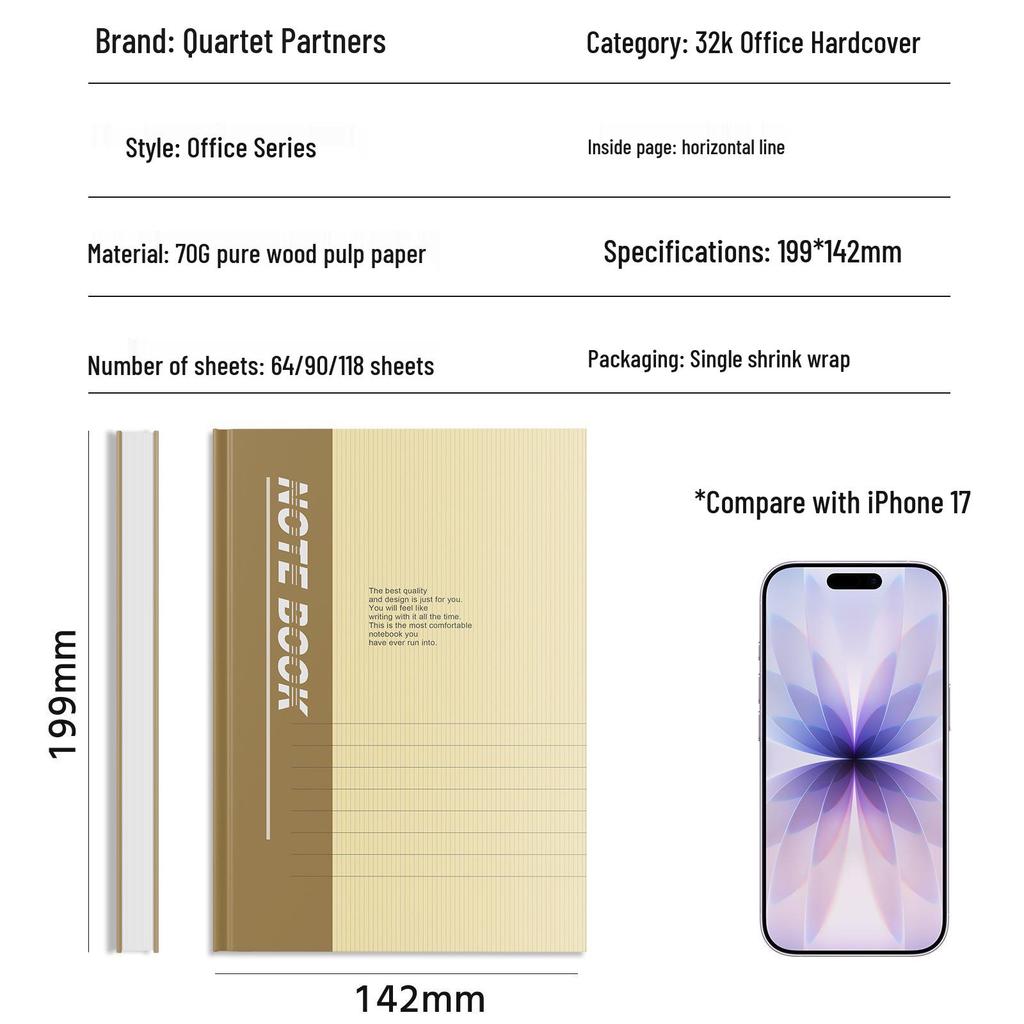 32k Hardcover Business & Student Notebook - Thick, Simple Diary Book